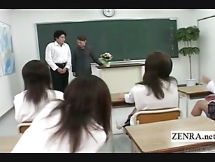 Subtitled CFNM Japanese classroom masturbation show