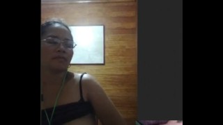 filipina milk nelie playing with her tits and pussy while my cock cums