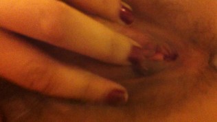 Rubbing Clit on Hairy Pussy