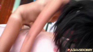 Asian Sex Diary – Big white cock creampies tight young Asian babe