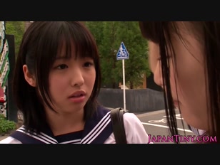 Japanese schoolgirls threeway fuck with dude