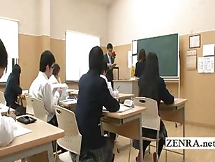 Nudist invisible Japan schoolgirl class strip prank